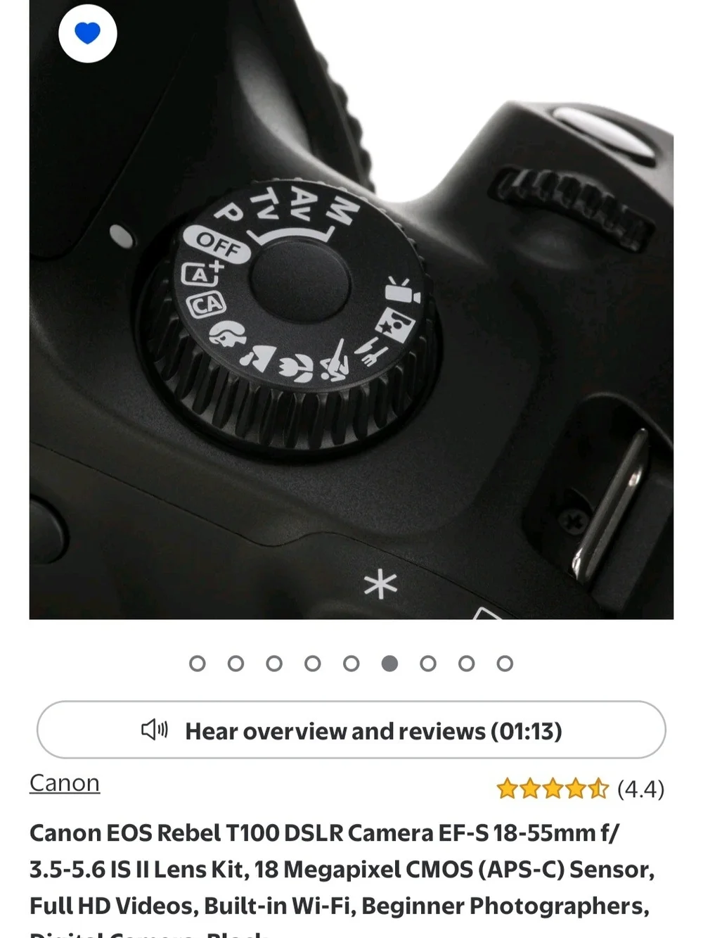 Canon EOS Rebel T100 DSLR Camera in Black with 18-55mm Lens